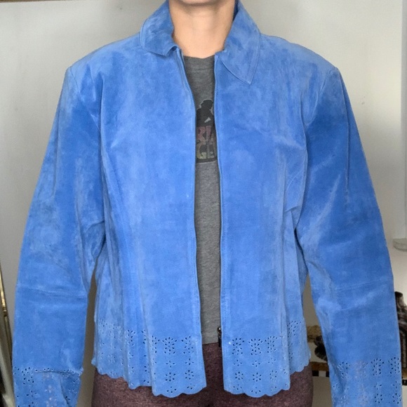 Light Blue Suede Jacket - Picture 6 of 7